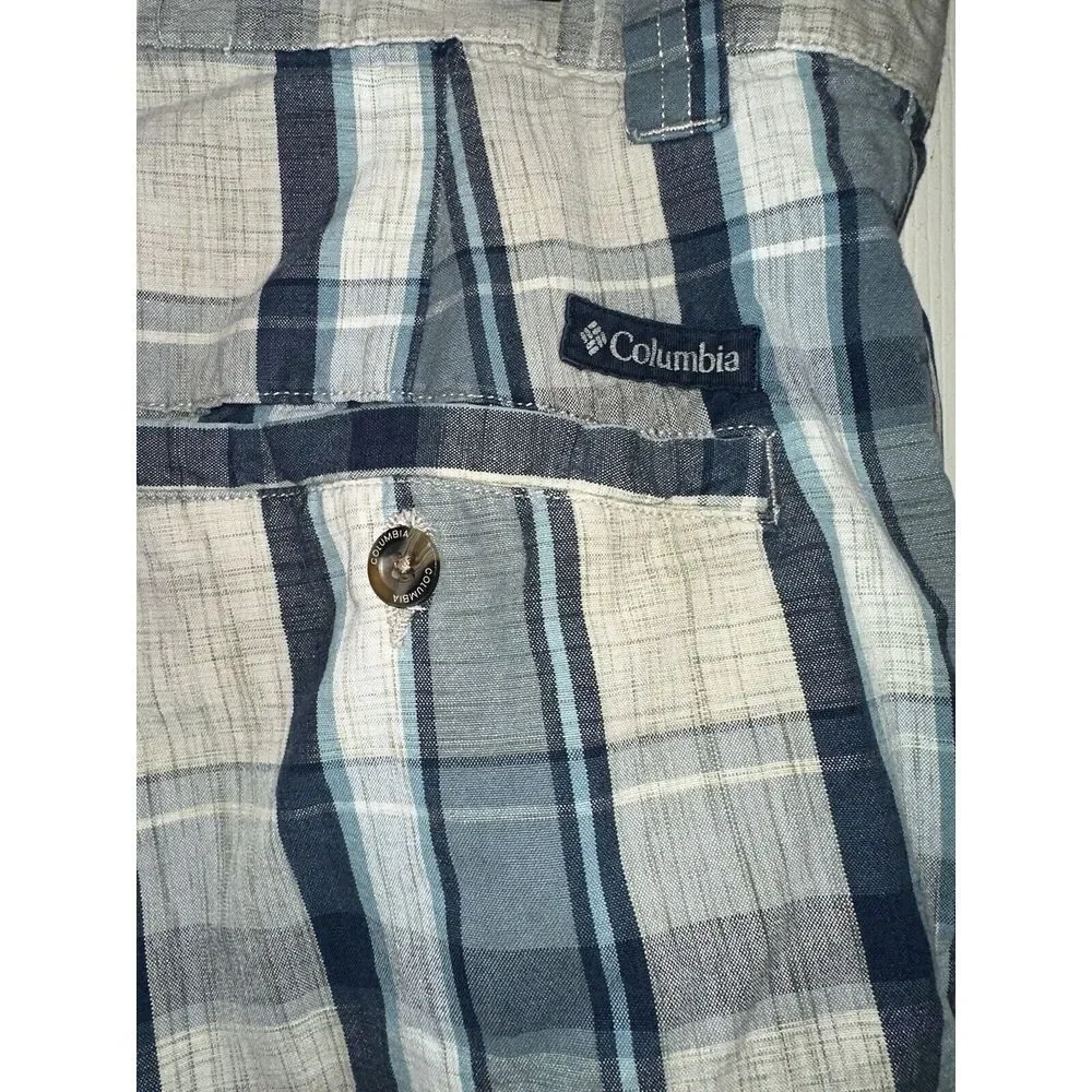 Columbia Cotton Shorts Mens Size‎ 38 Plaid Beige Blue